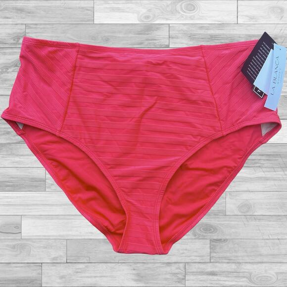 LA BLANCA Pink Tummy Control Moderate Coverage High Waisted Swimsuit Bottom 18W - Picture 3 of 12